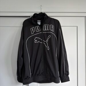 Puma Black Jacket with White Logo Piping